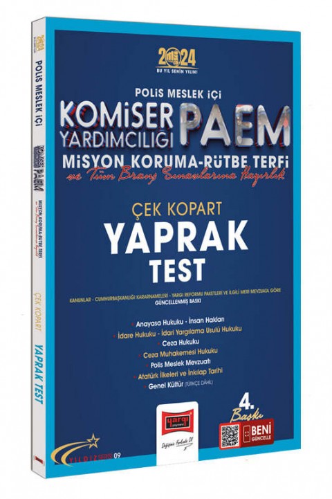 2024 Polis Meslek İçi PAEM Komiser Yardımcılığı Misyon Koruma Rütbe Terfi ve Tüm Branş Sınavlarına Hazırlık Yıldız Serisi Çek Kopart Yaprak Test Yargı Yayınları
