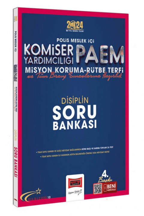 2024 Polis Meslek İçi PAEM Komiser Yardımcılığı Misyon Koruma Rütbe Terfi ve Tüm Branş Sınavlarına Hazırlık Yıldız Serisi Disiplin Soru Bankası Yargı Yayınları