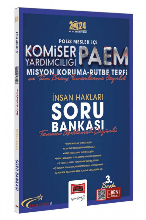 2024 Polis Meslek İçi PAEM Komiser Yardımcılığı Misyon Koruma Rütbe Terfi ve Tüm Branş Sınavlarına Hazırlık Yıldız Serisi İnsan Hakları Soru Bankası Yargı Yayınları