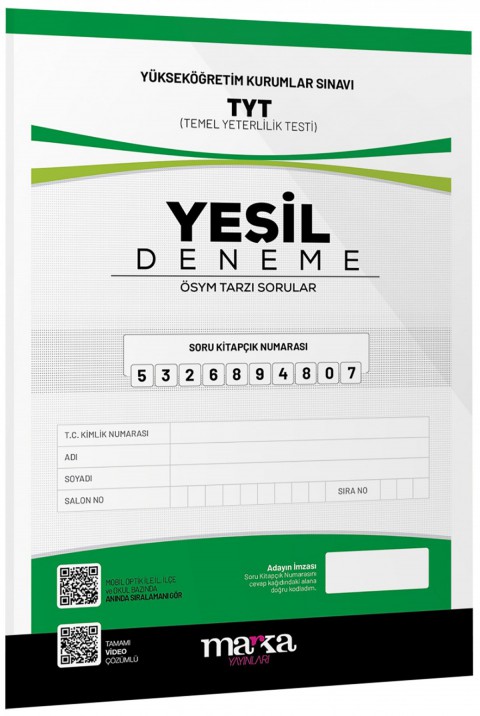 TYT Yeni Nesil Tamamı Video Çözümlü Yeşil Deneme Marka Yayınları