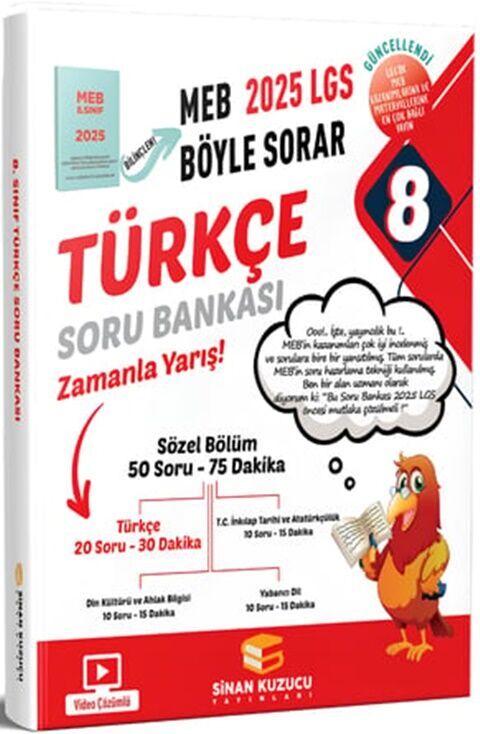 2025 8. Sınıf LGS Türkçe Soru Bankası Sinan Kuzucu Yayınları
