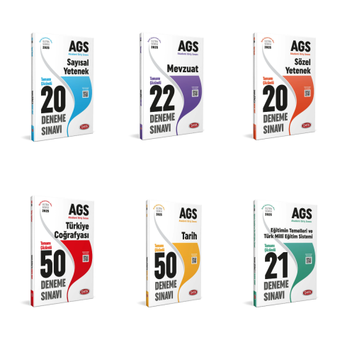 2025 AGS Tüm Dersler Tamamı Çözümlü Deneme Sınavı Seti 6 Kitap Data Yayınları