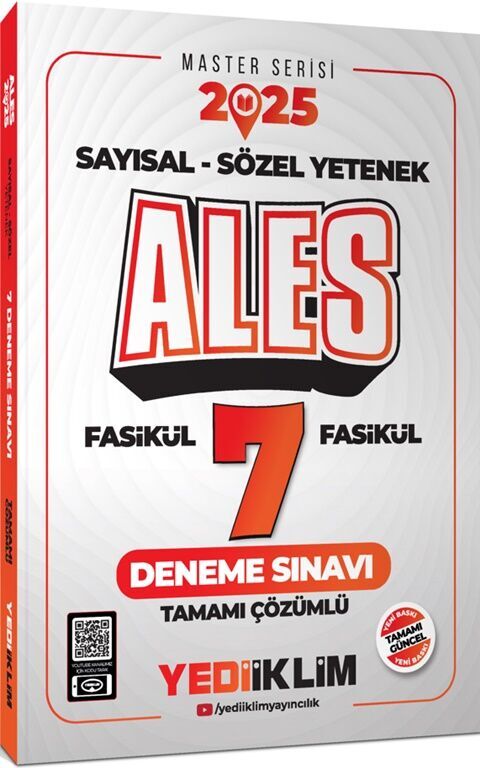 2025 ALES Sayısal Sözel Yetenek Tamamı Çözümlü 7 Fasikül Deneme Sınavı Yediiklim Yayınları