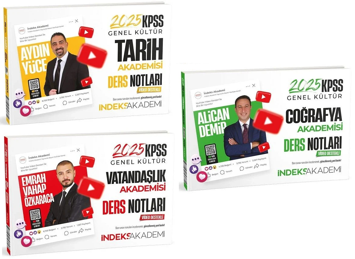 2025 Akademi KPSS Tarih+Coğrafya+Vatandaşlık Akademisi Video Ders Notları 3 lü Set İndeks Akademi Yayıncılık
