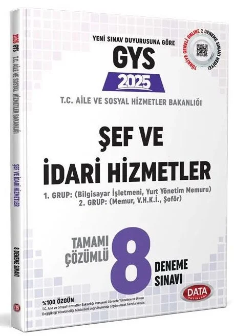 2025 GYS Aile ve Sosyal Hizmetler Bakanlığı Şef ve İdari Hizmetler 8 Deneme Çözümlü Görevde Yükselme Data Yayınları