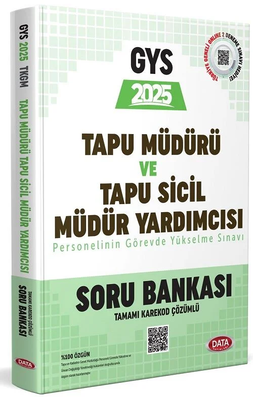 2025 GYS Tapu Kadastro Tapu Müdürü ve Tapu Sicil Müdür Yardımcısı Soru Bankası Görevde Yükselme Data Yayınları