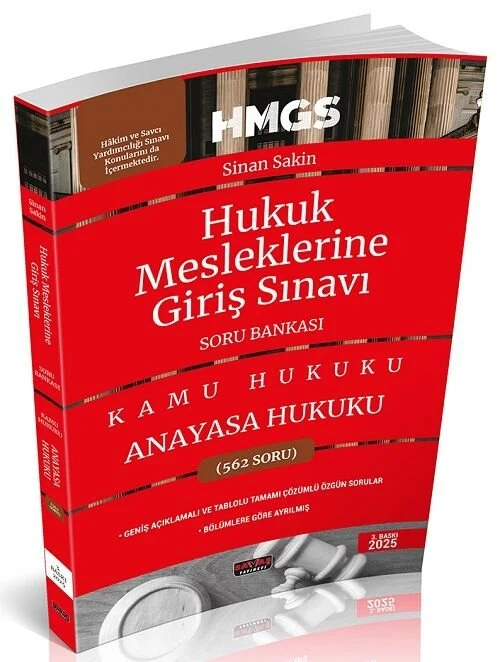 2025 HMGS Kamu Hukuku Anayasa Hukuku Soru Bankası 3. Baskı - Sinan Sakin Savaş Yayınları