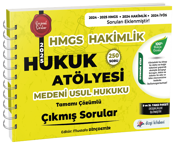 2025 Hukuk Atölyesi HMGS Hakimlik Medeni Usul Hukuku Çıkmış Sorular Çözümlü - Mustafa Dinçdemir Dizgi Kitap