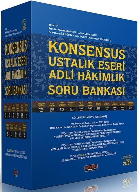 2025 KONSENSUS Adli Hakimlik Ustalık Eseri Soru Bankası Modüler Set 21. Baskı - Ahmet Nohutçu Savaş Yayınları