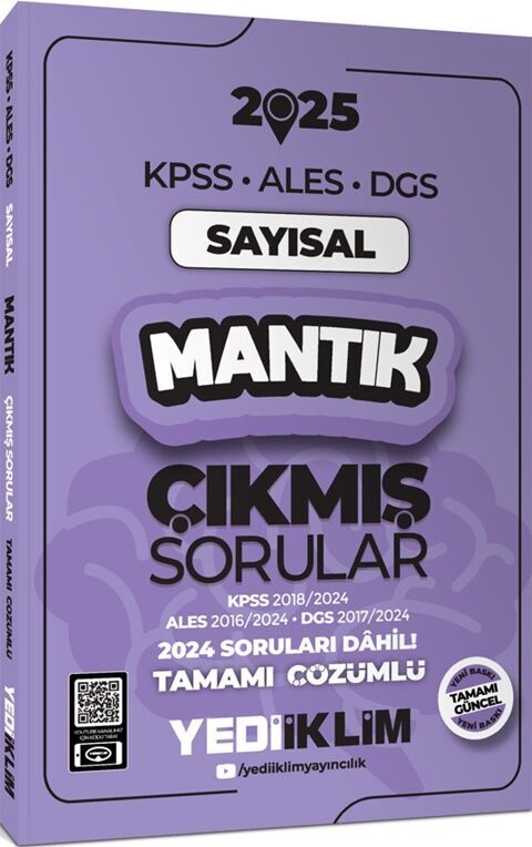 2025 KPSS ALES DGS Sayısal Mantık Çıkmış Sorular ve Çözümleri Yediiklim Yayınları