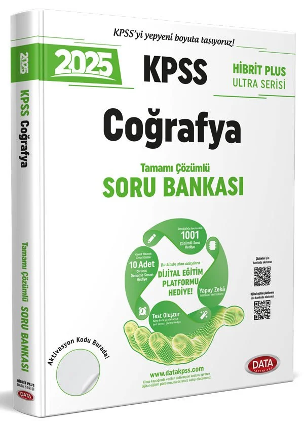 2025 KPSS Coğrafya Hibrit Plus Ultra Serisi Karekod Çözümlü Soru Bankası Data Yayınları