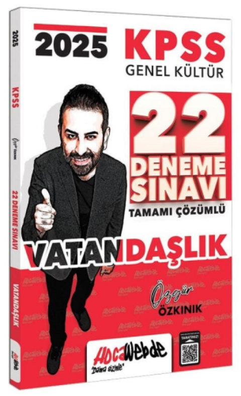 2025 KPSS Genel Kültür Vatandaşlık Tamamı Çözümlü 22 Deneme Sınavı Hocawebde Yayınları