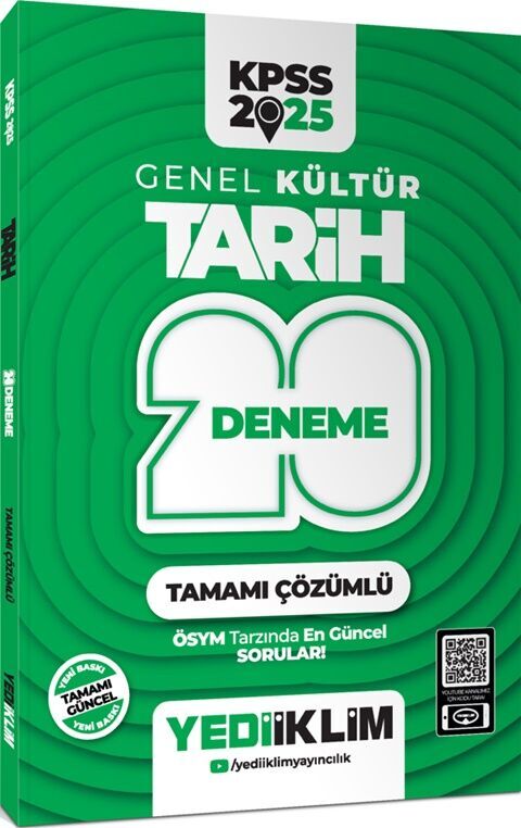 2025 KPSS Genel Kültür Tarih Tamamı Çözümlü 20 Deneme Yediiklim Yayınları