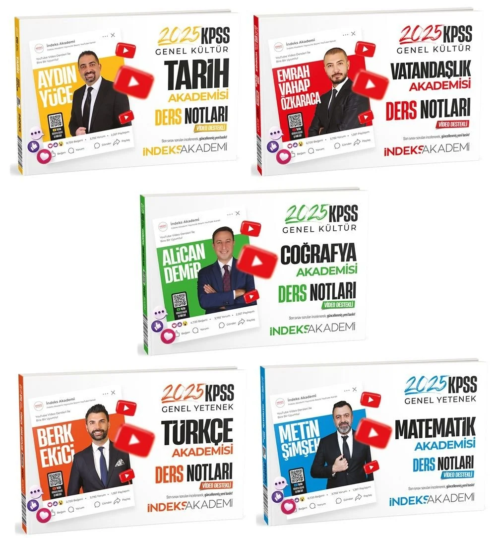 2025 KPSS Genel Yetenek Genel Kültür Akademisi Video Ders Notları 5 li Set İndeks Akademi Yayıncılık