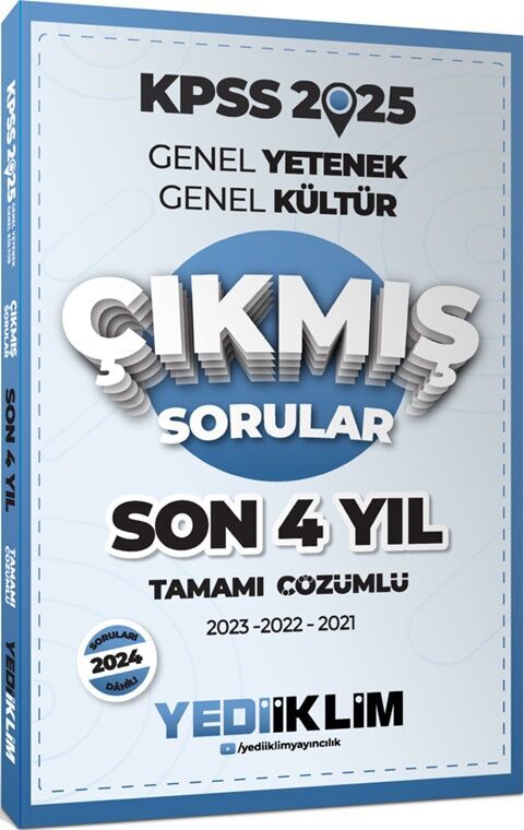 2025 KPSS Genel Yetenek Genel Kültür Son 4 Yıl Tamamı Çözümlü Çıkmış Sorular Yediiklim Yayınları