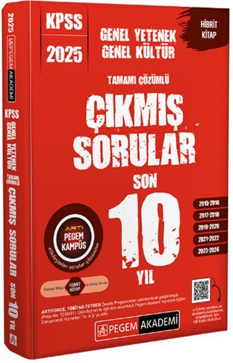 2025 KPSS Genel Yetenek Genel Kültür Tamamı Çözümlü Çıkmış Sorular Son 10 Yıl Pegem Akademi Yayıncılık