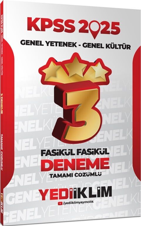 2025 KPSS Genel Yetenek Genel Kültür Tamamı Çözümlü Fasikül Fasikül 3 Yıldız Deneme Yediiklim Yayınları