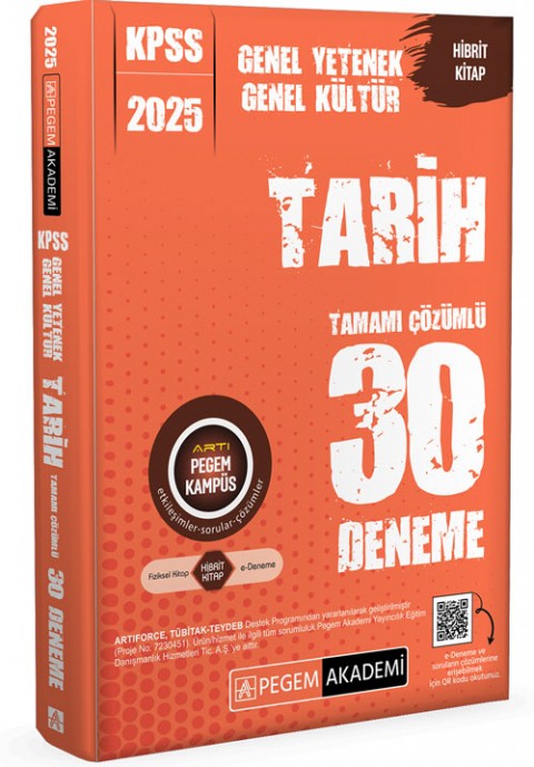 2025 KPSS Genel Yetenek Genel Kültür Tarih Tamamı Çözümlü 30 Deneme Pegem Akademi Yayıncılık