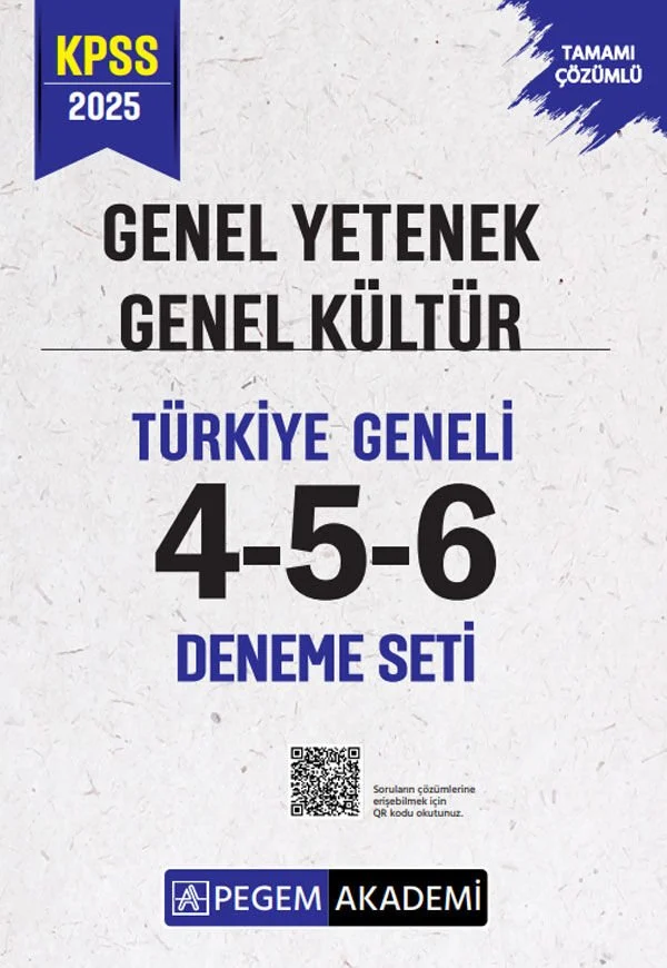 2025 KPSS Genel Yetenek Genel Kültür Türkiye Geneli 3 Deneme (4-5-6) Pegem Akademi Yayınları