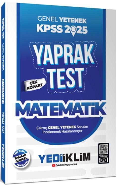 2025 KPSS Matematik Genel Yetenek Çek Kopart Yaprak Test Yediiklim Yayınları