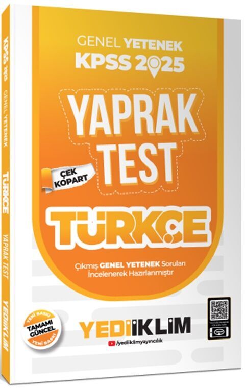 2025 KPSS Türkçe Genel Yetenek Çek Kopart Yaprak Test Yediiklim Yayınları