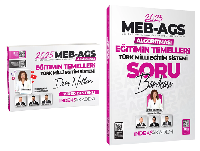 2025 MEB-AGS Akademisi Eğitimin Temelleri ve Türk Milli Eğitim Sistemi Ders Notları + Soru Bankası 2 li Set - Zeynep Salman İçli İndeks Akademi Yayıncılık