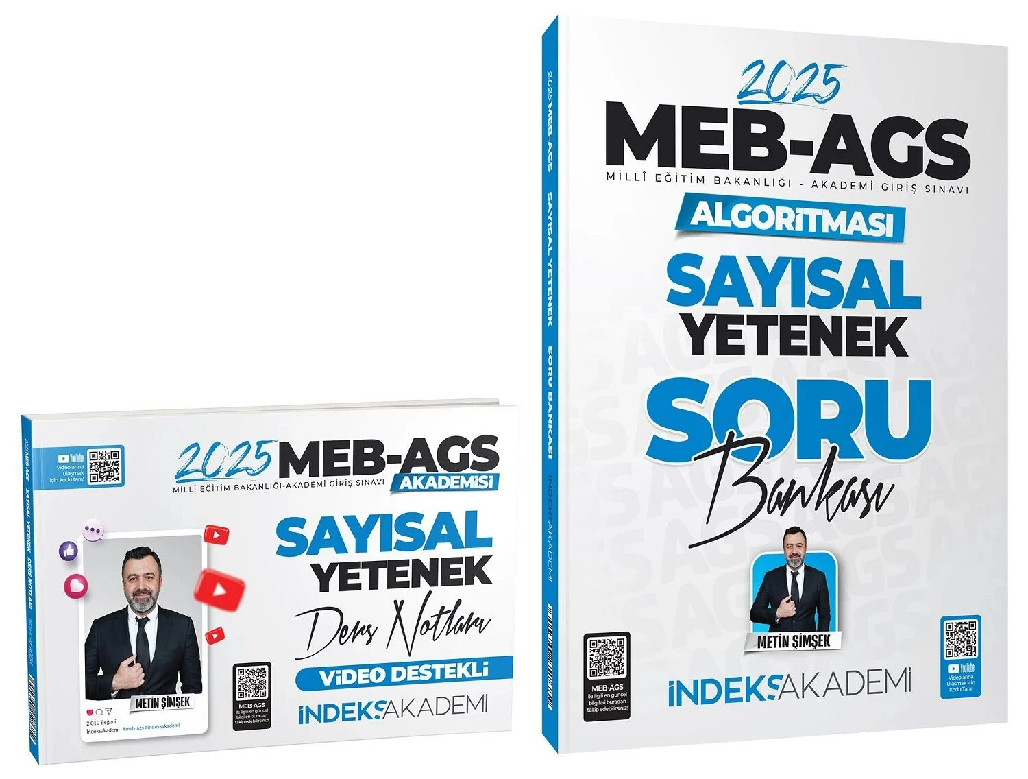 2025 MEB-AGS Akademisi Sayısal Yetenek Video Ders Notları + Soru Bankası 2 li Set - Metin Şimşek İndeks Akademi Yayıncılık