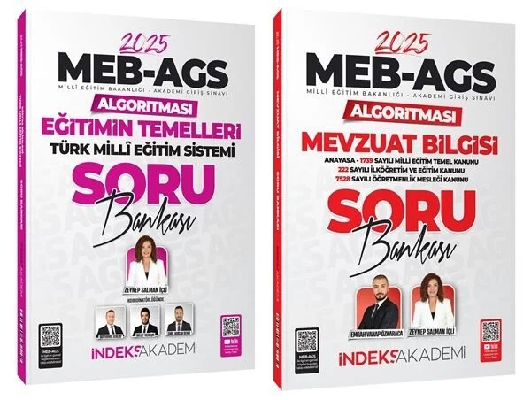 2025 MEB-AGS Algoritması Eğitimin Temelleri + Mevzuat Bilgisi Soru Bankası 2 li Set - Zeynep Salman İçli, Emrah Vahap Özkaraca İndeks Akademi Yayıncılık