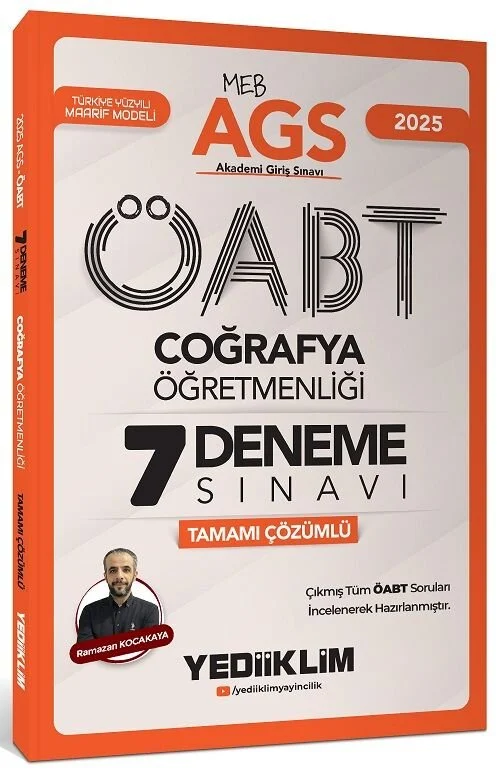 2025 MEB AGS ÖABT Coğrafya Öğretmenliği Tamamı Çözümlü 7 Deneme Sınavı Yediiklim Yayınları
