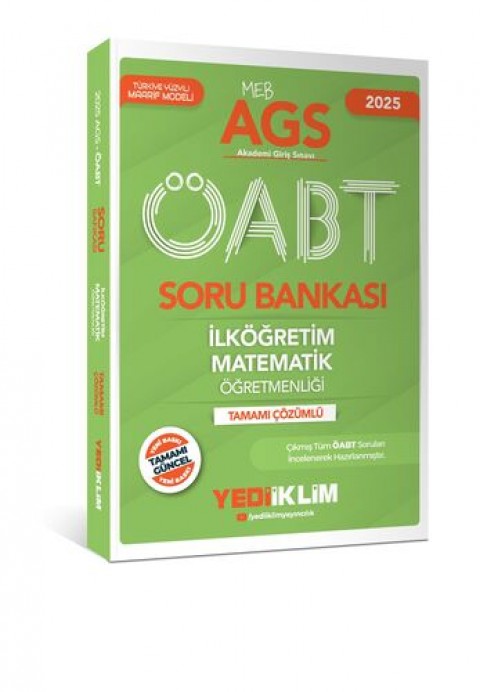 2025 MEB AGS ÖABT İlköğretim Matematik Öğretmenliği Tamamı Çözümlü Soru Bankası Yediiklim Yayınları