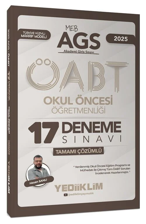 2025 MEB AGS ÖABT Okul Öncesi Öğretmenliği Tamamı Çözümlü 17 Deneme Sınavı Yediiklim Yayınları