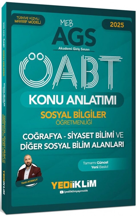 2025 MEB AGS ÖABT Sosyal Bilgiler Öğretmenliği Coğrafya Siyaset Bilimi ve Diğer Sosyal Bilim Alanları Konu A Yediiklim Yayınları