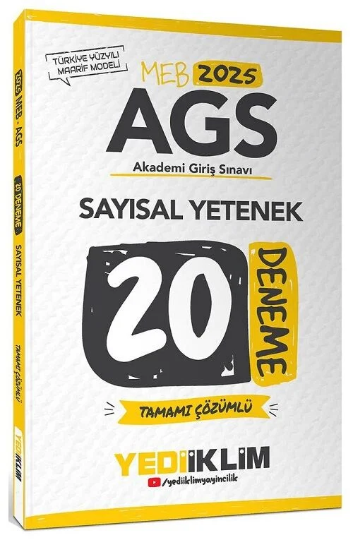 2025 MEB-AGS Sayısal Yetenek 20 Deneme Çözümlü Yediiklim Yayınları