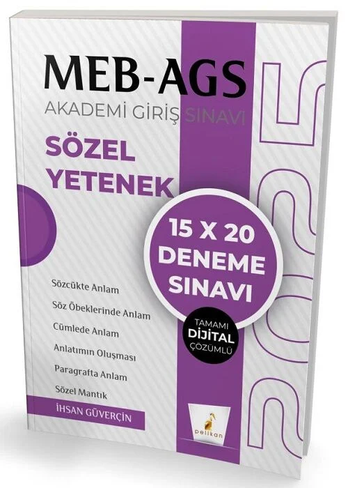 2025 MEB-AGS Sözel Yetenek 15x20 Deneme Çözümlü Pelikan Yayınları