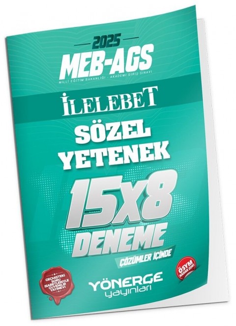 2025 MEB-AGS Sözel Yetenek İLELEBET 15x8 Deneme Çözümlü Yönerge Yayınları