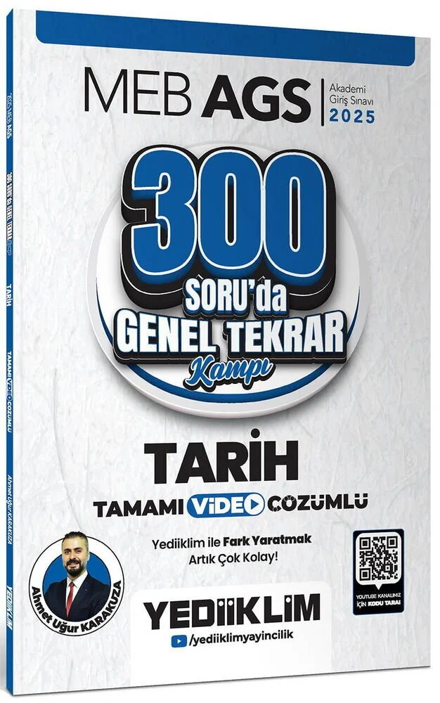 2025 MEB-AGS Tarih 300 Soruda Genel Tekrar Kampı Çözümlü - Ahmet Uğur Karakuza Yediiklim Yayınları