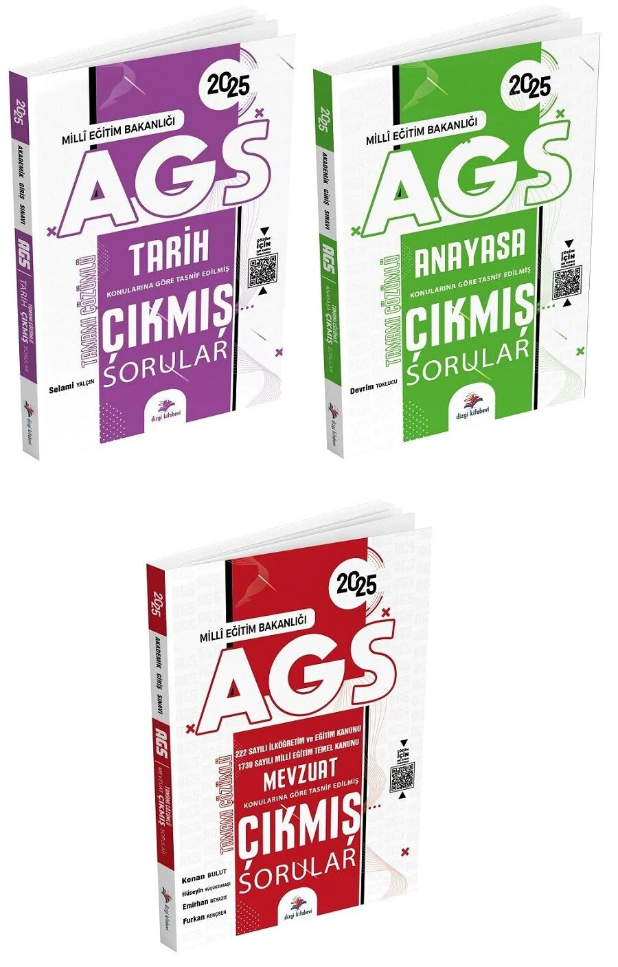 2025 MEB-AGS Tarih Anayasa Mevzuat Bilgisi Çıkmış Sorular Konularına Göre 3 lü Set Dizgi Kitap