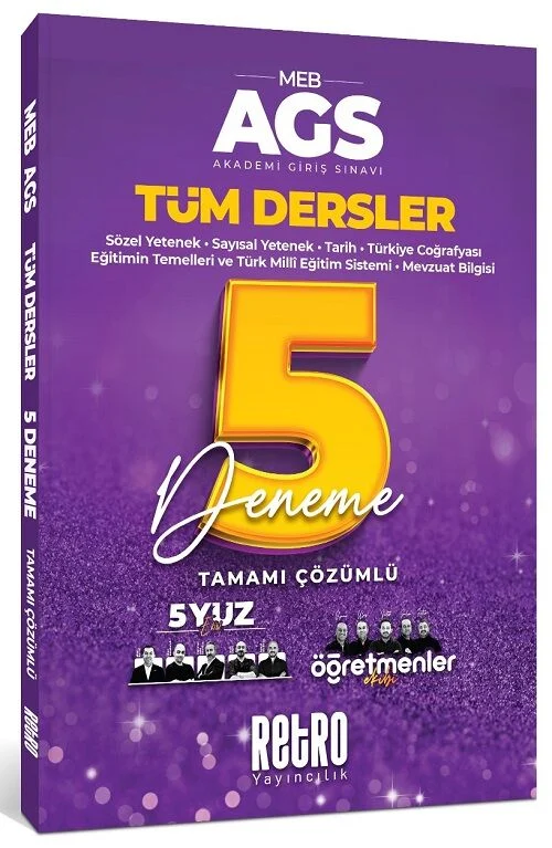 2025 MEB-AGS Tüm Dersler 5Yüz 5 Deneme Çözümlü Retro Yayıncılık