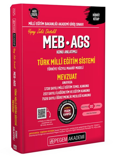 2025 MEB AGS Türk Milli Eğitim Sistemi Mevzuat Konu Anlatımlı Pegem Akademi Yayıncılık