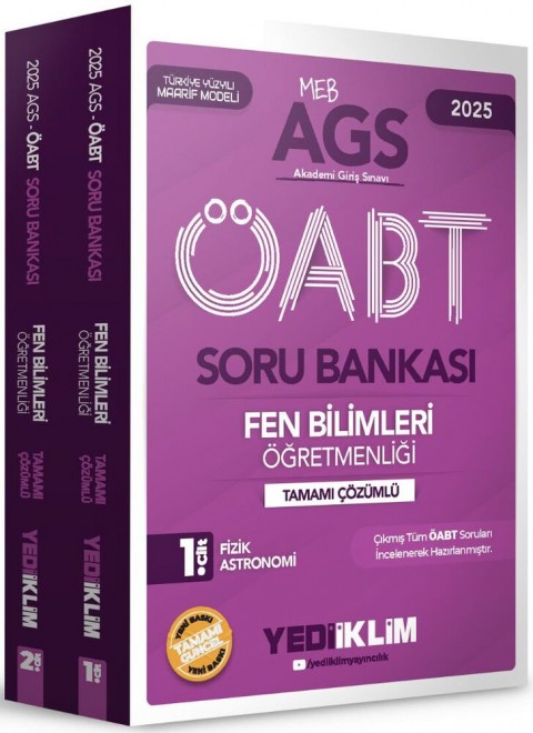 2025 MEBS AGS ÖABT Fen Bilimleri Öğretmenliği Tamamı Çözümlü Soru Bankası (2 Cilt) Yediiklim Yayınları