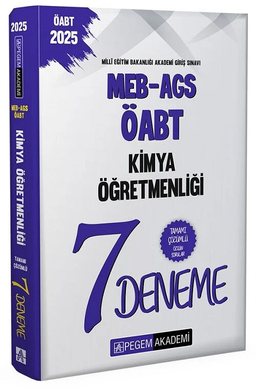 2025 ÖABT MEB-AGS Kimya Öğretmenliği 7 Deneme Çözümlü Pegem Akademi Yayınları