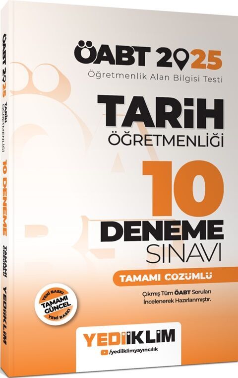 2025 ÖABT Tarih Öğretmenliği Tamamı Çözümlü 10 Deneme Sınavı Yediiklim Yayınları