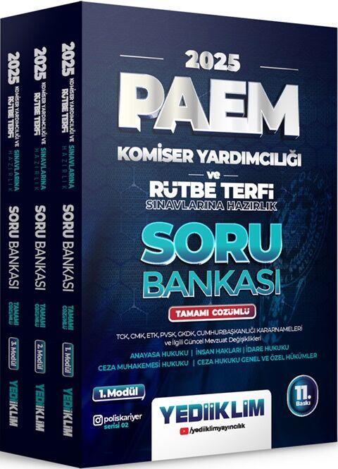 2025 PAEM Komiser Yardımcılığı ve Rütbe Terfi Sınavlarına Hazırlık Modüler Set Tamamı Çözümlü Soru Bankası Yediiklim Yayınları