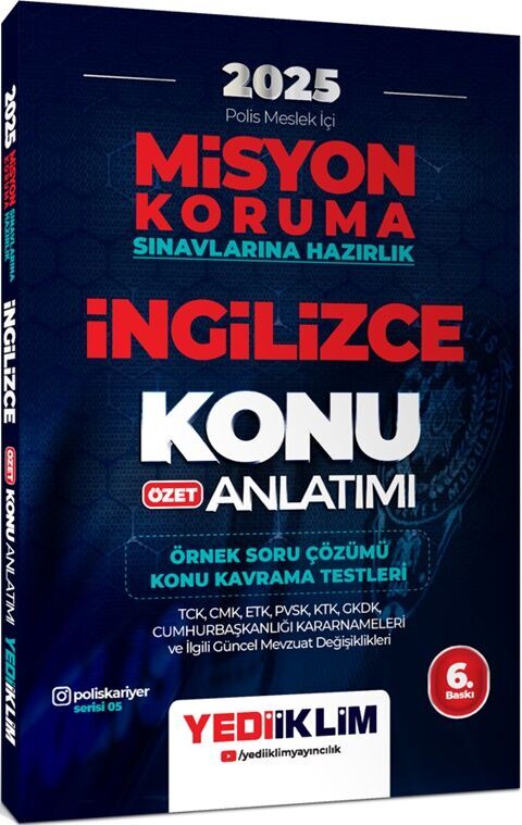 2025 PAEM Misyon Koruma Sınavlarına Hazırlık İngilizce Özet Konu Anlatımı Yediiklim Yayınları