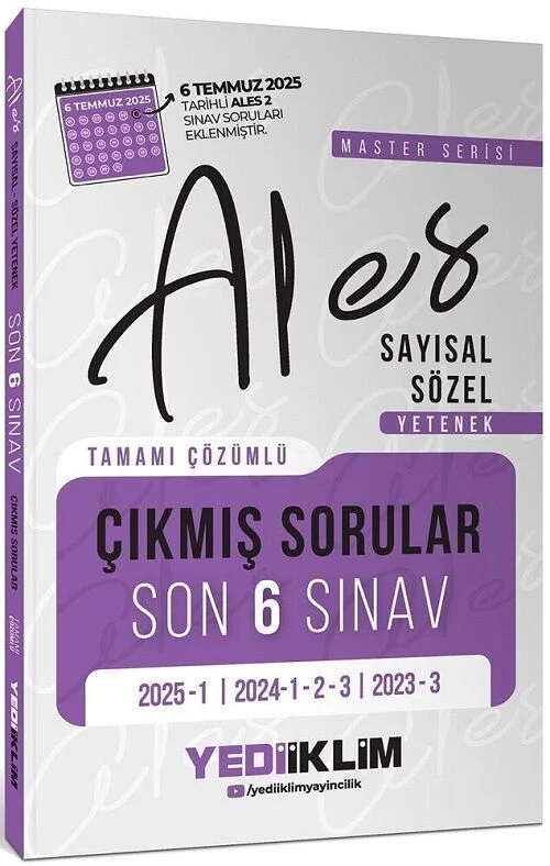 2026 ALES Master Çıkmış Sorular Son 6 Sınav Çözümlü Yediiklim Yayınları