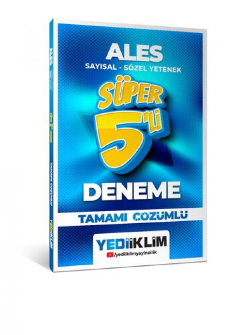 2026 ALES Sayısal - Sözel Yetenek Tamamı Çözümlü Süper 5`li Deneme Yediiklim Yayınları