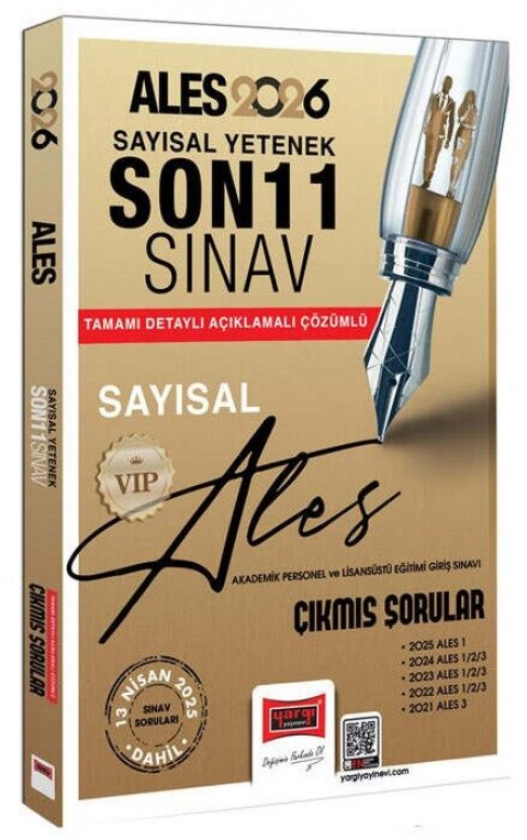 2026 ALES VIP Sayısal Yetenek Çıkmış Sorular Son 11 Sınav Çözümlü Yargı Yayınları