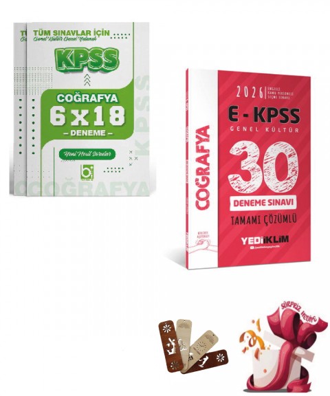 2026 E - KPSS Tüm Adaylar İçin Genel Kültür Coğrafya Deneme Seti Yediiklim ve Bigelio Yayıncılık