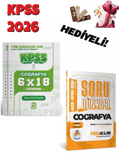 2026 KPSS-AGS Coğrafya Tamamı Video Çözümlü Soru Dünyası ve Deneme Seti Bigelio ve Yediiklim Yayınları