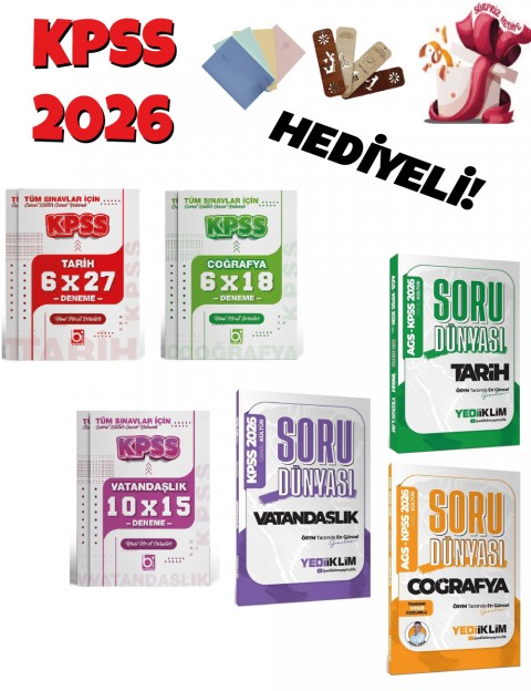 2026 KPSS - AGS Genel Kültür Tüm Dersler Soru Bankası ve Deneme Seti 6 Kitap Bigelio ve Yediiklim Yayınları